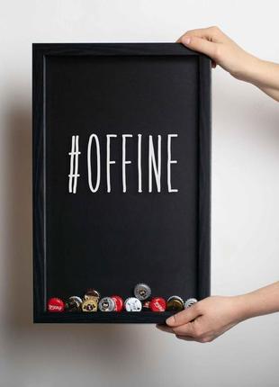 Рамка копілка "#offine" для кришок, чорний, black-black "lv"2 фото