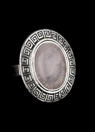 Перстень шамбала рожевий кварц метал free size рожевий (22171)