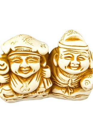 Статуетка нецке дайкоку і ебісу netsuke гіпс 5.5x3.8x3 см нату...