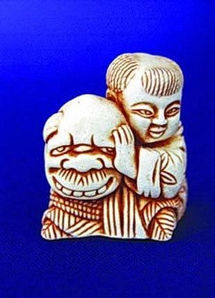 Статуетка нецке актор з маскою netsuke гіпс 3.5x3.3x2.2 см нат...