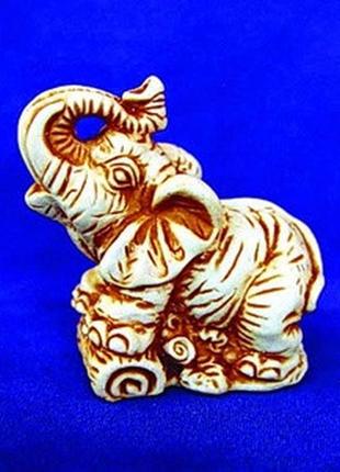 Статуетка нецке слон netsuke гіпс 4.5x4.5x3 см натуральний (00...