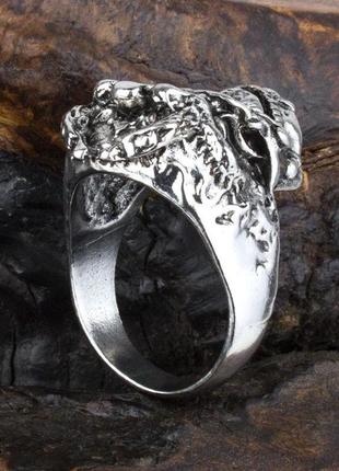 Перстень win череп з рогами розмір 19 колір сталевий (26177)6 фото