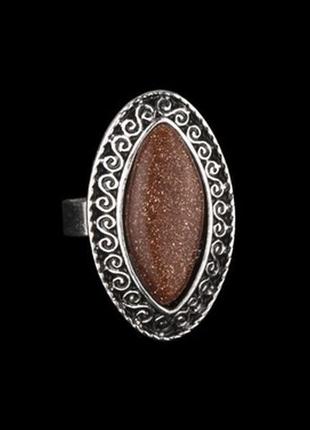 Перстень шамбала авантюрин зірчастий метал free size коричневи...