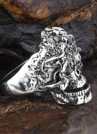 Перстень win череп з рогами розмір 20,5 колір сталевий (26180)4 фото