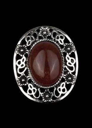 Перстень шамбала сердолік метал free size оранжево-червоний (2...