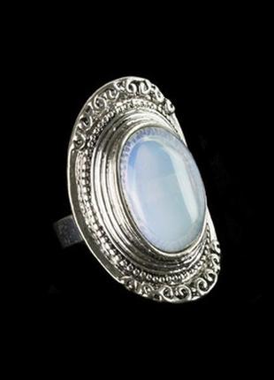 Перстень шамбала місячний камінь метал free size димчасто-блак...1 фото