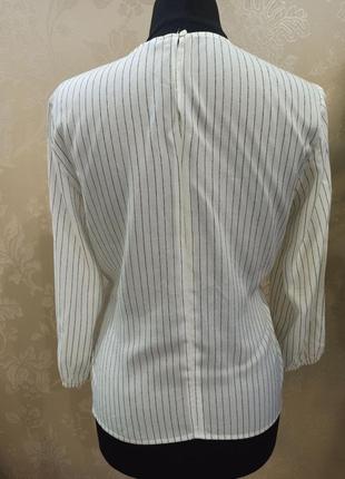 Блуза біла в чорну смужку, нова, 100% віскоза, stradivarius4 фото