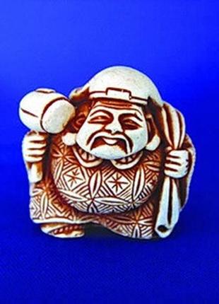 Статуетка нецке дайкоку з калаталом і мішком netsuke гіпс 3.8x...