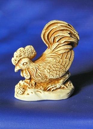 Статуетка нецке півень netsuke гіпс 6x6x3.5 см натуральний (00...