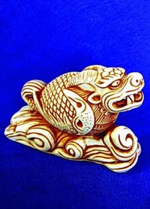 Статуетка нецке дракон netsuke гіпс 5.5x3.8x2 см натуральний (...