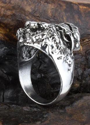 Перстень win череп з рогами розмір 21 колір сталевий (27029)6 фото