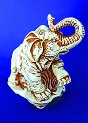 Статуетка нецке слон netsuke гіпс 8x7.5x3.5 см натуральний (00...