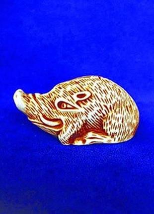 Статуетка нецке кабан netsuke гіпс 5.7x3x2.6 см натуральний (0...