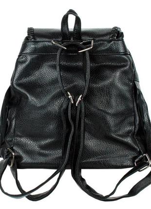 Рюкзак міський backpack заклепки бахрома кожзам 33x28x15 см чо...3 фото