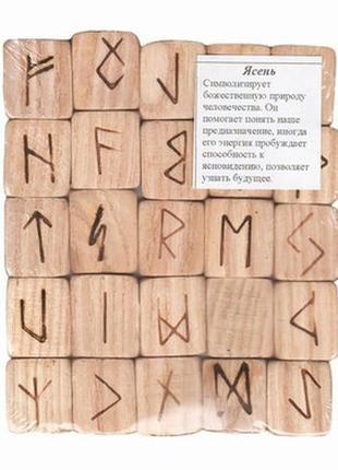 Рунічний оракул дерево ясен 25шт 12х9х0,8 см (20276)