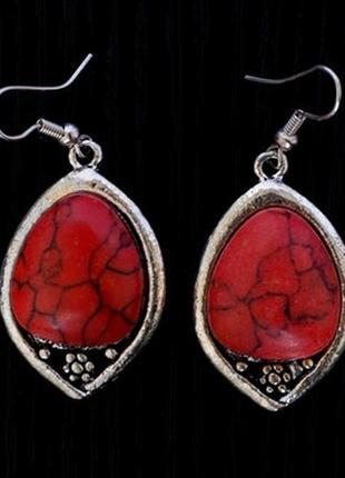 Тибетські сережки саракс zanskar коралит 5x2x0,6 см, червоний ...