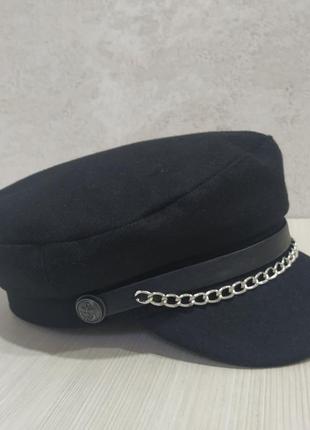 Кепі з ланцюжком, фетровий кашкет, картуз капітанка шапка, кепка