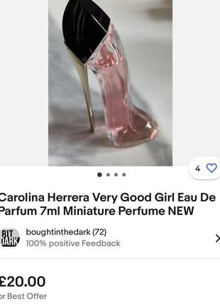 Carolina herrera very good girl parfum 7ml новая миниатюра оригинал, цветочный аромат2 фото