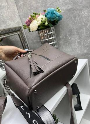 Черная - стильная качественная сумка lady bags на два отделения с двумя съемными ремнями (0268)9 фото