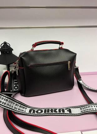 Черная с красным краем - стильная качественная сумка lady bags на два отделения с двумя съемными ремнями(0268)6 фото