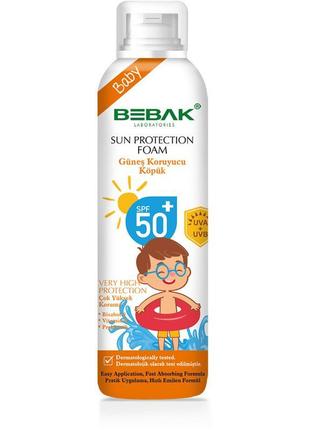 Сонцезахисна пінка для дітей spf 50+ bebak, 150 мл