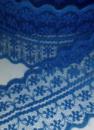 Мереживо квіткова доріжка, 4 см, синій