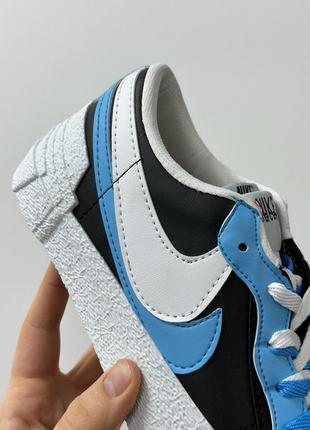 🙃знижка nike blazer low sacai blue кросівки блакитні з білим унісекс чоловічі жіночі скидка кроссовки голубые с белым5 фото