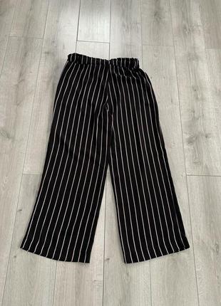 Брюки брюки широкие размер m l черного цвета в белую полоску5 фото
