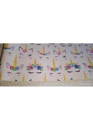 Дрібний гліттер на тканинній основі, з принтом, 20*30 см, єдин...