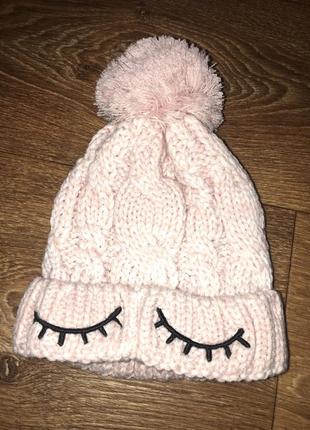 Вязанная шапка на девочку 6-10 лет