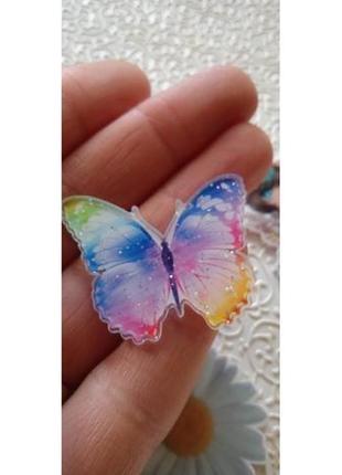 Кабошон, серединка для бантика з блискітками, 3,5*2,8 см, метелик