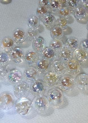 Прозорі намистини перламутрові, 6 мм, білі