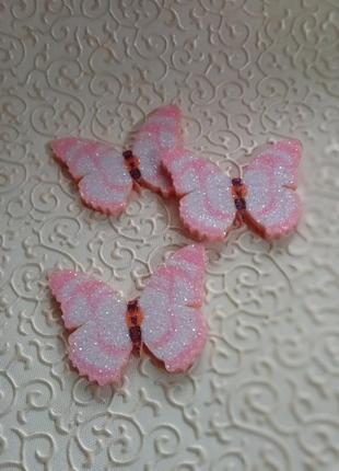 Патч на фетровій основі метелик, 3,5*2,6 см, рожевий