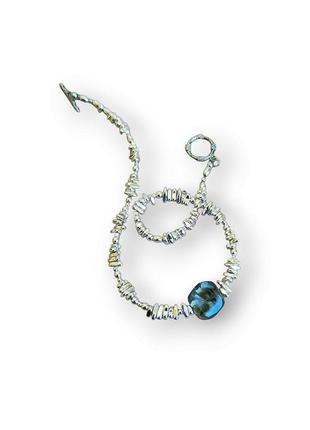 Чокер серебряного цвета с голубым акцентным ожерельем (ch36)