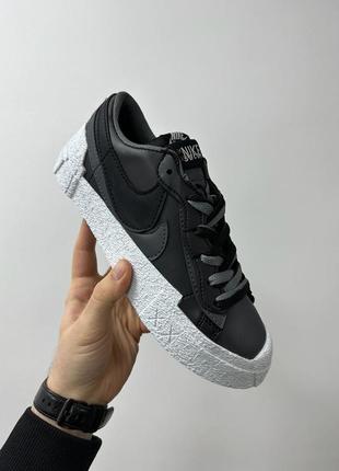 🙃знижка nike blazer low sacai black чорні кросівки унісекс чоловічі жіночі демісезон весна осінь черные кроссовки скидка