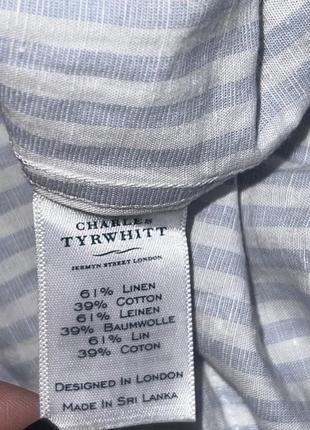 Хлопковая рубашка charles tyrwhitt оригинальная белая в синюю полоску3 фото