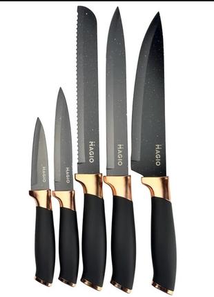 Набір кухонних ножів з нержавіючої сталі на підставці4 фото