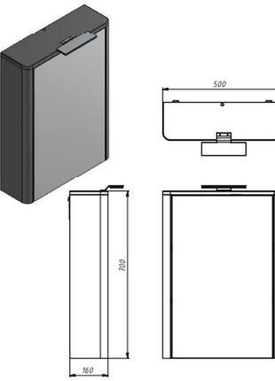 Дзеркальна шафа для ванної juventa livorno-50 lvrmc-50, білий6 фото