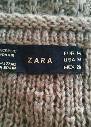 Zara мохеровое платье миди, нарядное теплое платье, трикотажное платье, объёмные рукава2 фото