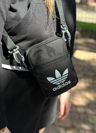 Маленький мессенджер adidas black, борсетка адидас небольшого размера, сумка через плечо мужская/подростковая купить