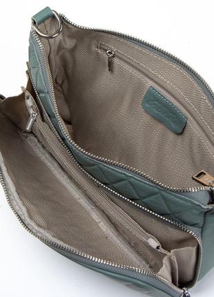 Женская кожаная сумка из натуральной кожи серого цвета7 фото