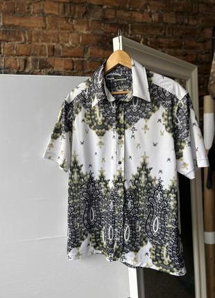 Clockhouse men’s vintage short sleeve button shirt printed вінтажна сорочка на короткий рукав