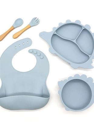 Набір першого дитячого силіконового посуду для прикорму на при...4 фото