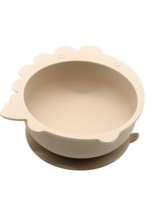 Силіконовий посуд для дітей кругла миска на присосці діно колі...