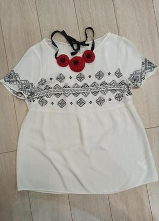 Вышиванка блузка с ручной вышивкой короткий рукав8 фото