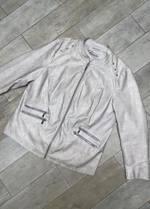 Бежевая кожаная куртка,большой размер,экокожа