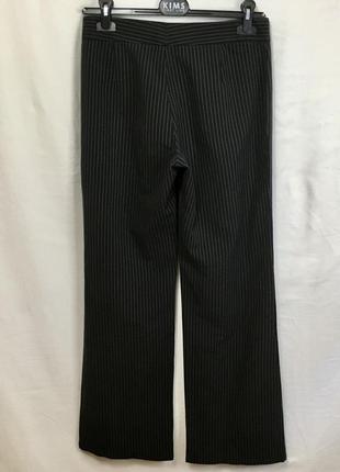 Теплые черные классические широкие брюки в полоску5 фото