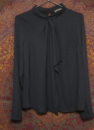 Шифонова блуза кольору мокрого асфальту з трикотажної спинкою