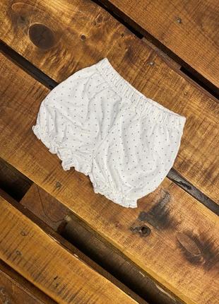 Детские хлопковые шорты в горох disney (дисней 0-1 мес 50-56 см идеал оригинал бело-сиреневые)1 фото