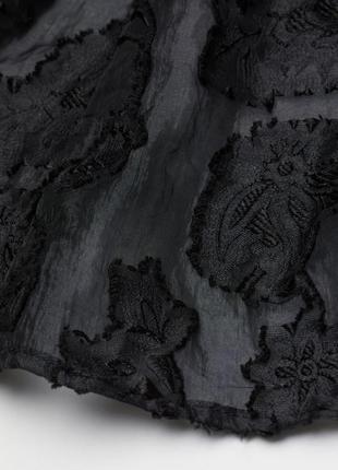 Платье черное короткое цветочное принт объемные рукава h&amp;m xs4 фото